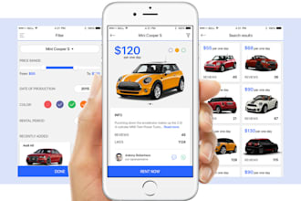 develop car marketplace app, car rentals app, car listing app, car selling app