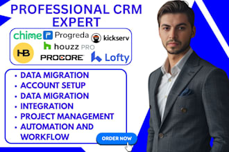 chime progeda lofty crm honeybook procore  housecall pro kickserv hygger hubspot