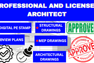 draw stamped home construction plans, USA licensed architect, duplex design