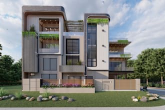 renovate 3d house exterior,modern facade exterior,front elevation,cgi render,skp