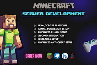 develop and set up your custom minecraft server with plugins, maps, and items