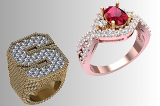 create 3d cad models and renders for rings, necklaces, earrings and  pendants