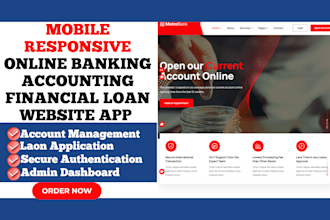 build responsive online banking website accounting  loan financial website app