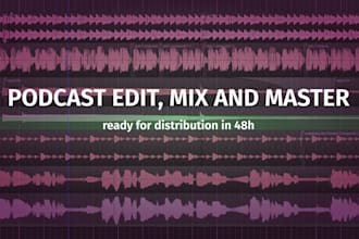 denoise, edit, mix and master your podcast audio in 48h