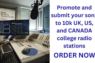 promote and submit your song to top 10k UK US canada college radio station
