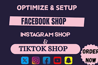 optimize and setup tiktok shop facebook and instagram shop for shopify sales