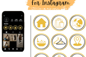 design luxury instagram highlight covers in black and gold also