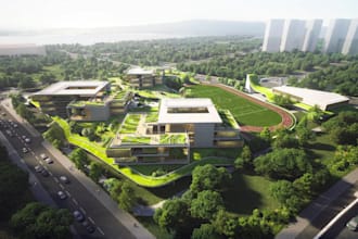 renew school rendering,lecture room rendering,facilities center,3d landscape,cgi