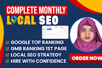 do complete monthly local SEO for google ranking gmb 1st page