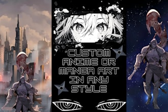 draw custom anime or manga character in your favorite art style like naruto, jjk
