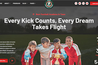 build football academy website academy website tournament website