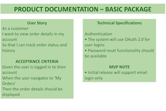 write professional product documentation, user stories or brds for your team