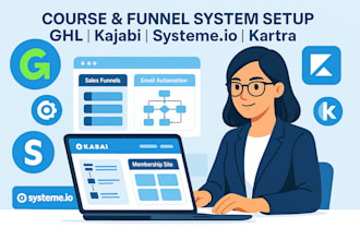 build kajabi kartra ghlsystemeio course website funnel membership site VA
