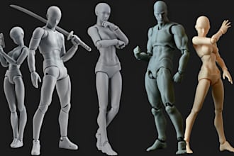make custom 3d articulated characters 3d toy action figure 3d bjd doll 3d model
