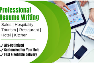 write sales resume, svp, bdr hospitality, restaurant, tourism, hotelier, kitchen