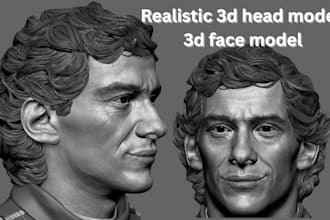 3d realistic head model in zbrush face model bust modeling in stl for 3d prints