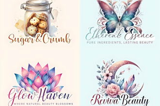 design elegant feminine beauty hand drawn watercolor business logo