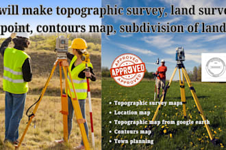 make topographic survey land survey point contours maps and subdivision of land
