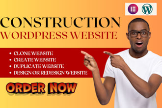 design a modern wordpress construction website for contractors and builders
