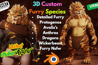 model 3d vrchat avatar, 3d vtuber model,nsfw furry model, vseeface, vrm, animaze