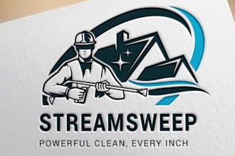do pressure washing power washing or home cleaning logo with unlimited revisions