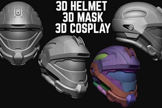 3d helmet, 3d mask, printable helmet, halloween mask, 3d cosplay for 3d printing