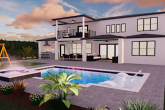 create modern and luxury 3d pool design packages
