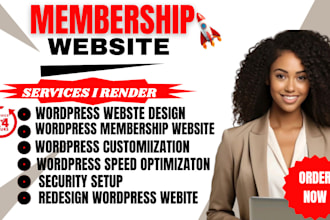 create wordpress website redesign wordpress and memebership website