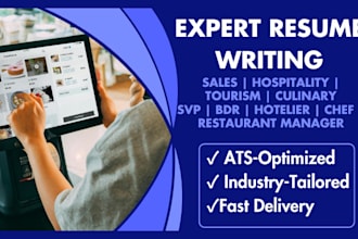 write sales resume, svp, bdr hospitality, restaurant, tourism, hotelier, kitchen
