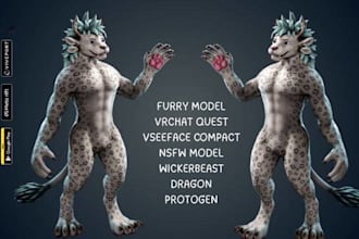 custom vrchat avatar 3d model furry avatar with fullbody rigged and well texture