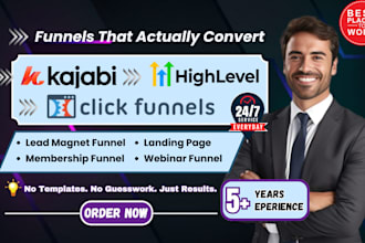 kajabi website design outstanding sales funnel in click funnel, ghl, getresponse