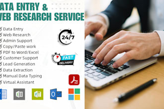 handle all types of data entry and research jobs