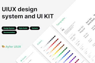deliver UI UX design system and UI kit with a style guide in figma