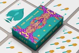 design custom 52 deck of playing card game, card illustration, card box design