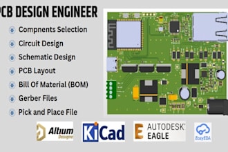 do schematic design , bom and pcb layout in altium, easyeda, kicad, eagle