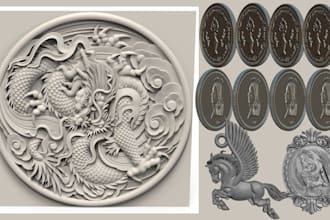 sculpt 3d coin 3d bas relief medallion cnc model 3d jewelry for 3d printing, stl