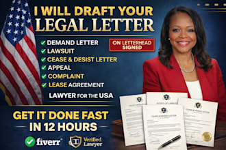 draft demand letter, legal letters for disputes and enforcement as US attorney