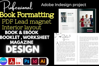 do book formatting, pdf interior layout design ebooks indesign workbook magazine