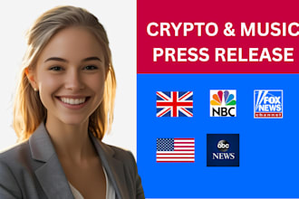 do press release writing and press release distribution for UK, crypto and music