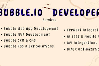 bubble developer, web app, website crm, pos, erp, erpnext, ai app, ai mobile app
