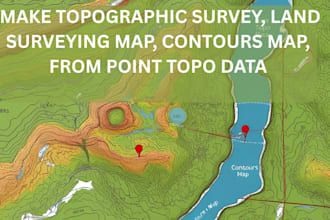 make topographic survey, land surveying map, contours map, from point topo data