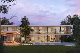 renew 3d house structure,solarium,3d balcony rendering, cgi mansion house, patio
