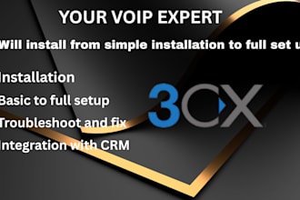 fully setup and configure 3cx voip gateway free pbx   asterisk twilio telynx