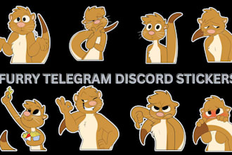 draw a set of furry telegram stickers, nsfw stickers, discord animated stickers