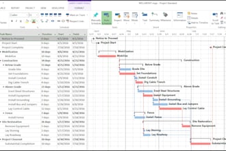 create in ms project or excel your gantt chart to track projects