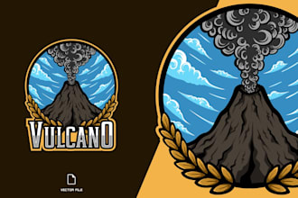 design professional volcano logo with my creative thinking