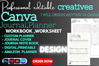 design canva editable planner journal amazon planner digital workbook worksheet