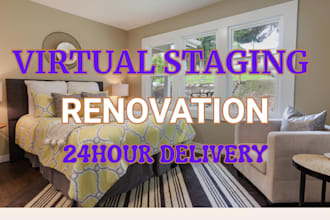 do realistic virtual staging and virtual renovation of your listing in 24 hours