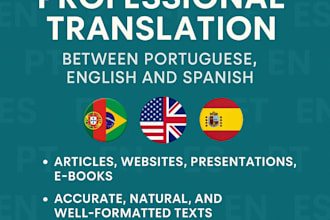 translate texts between portuguese, english and spanish professionally