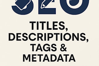 write SEO titles, descriptions, tags and metadata for etsy ebay shopify and more
